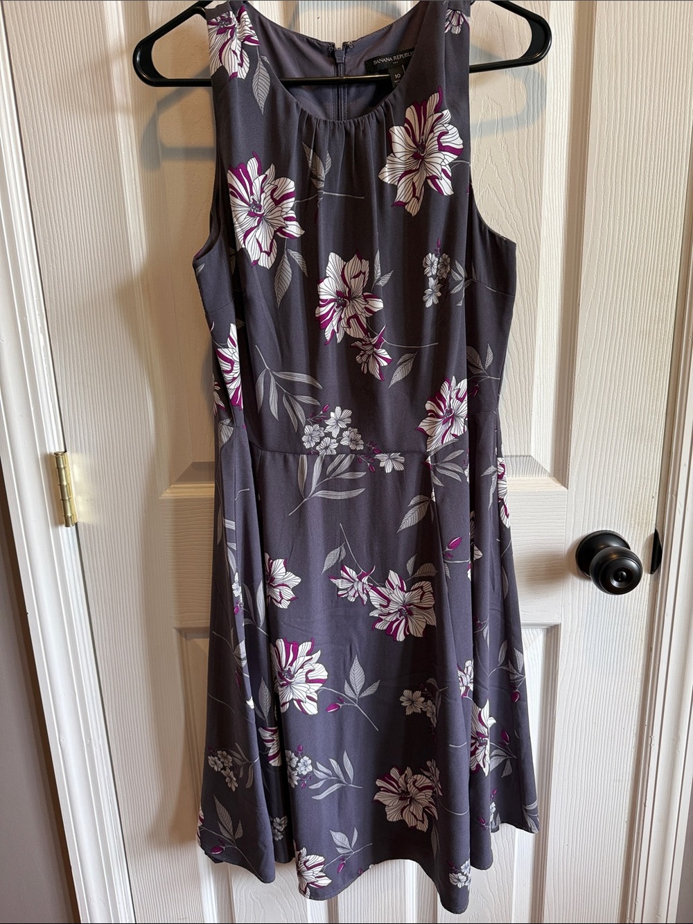 Banana Republic Charcoal Gray Floral Midi Dress